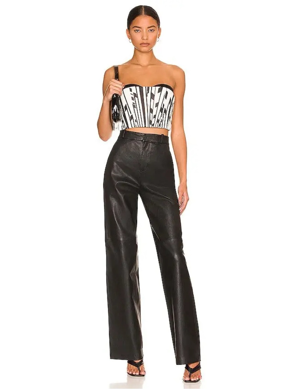 L'Academie Reece Leather Pant in Black Small